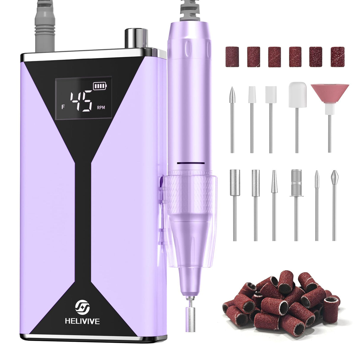 Professional Cordless Electric Nail Drill 45000RPM with 11 Bits