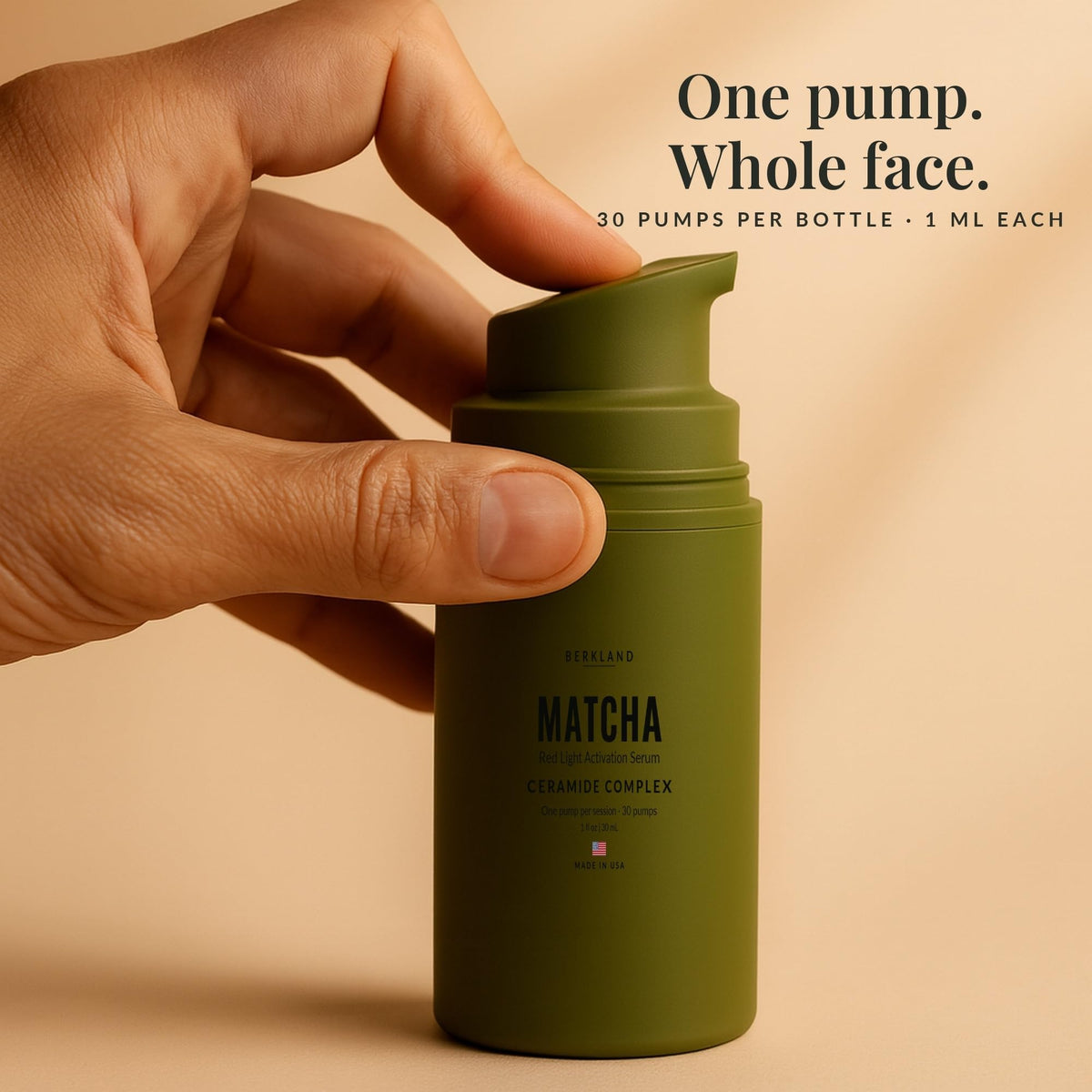 Berkland Matcha Red Light Therapy Activation Serum for Face & Neck, 1 fl oz