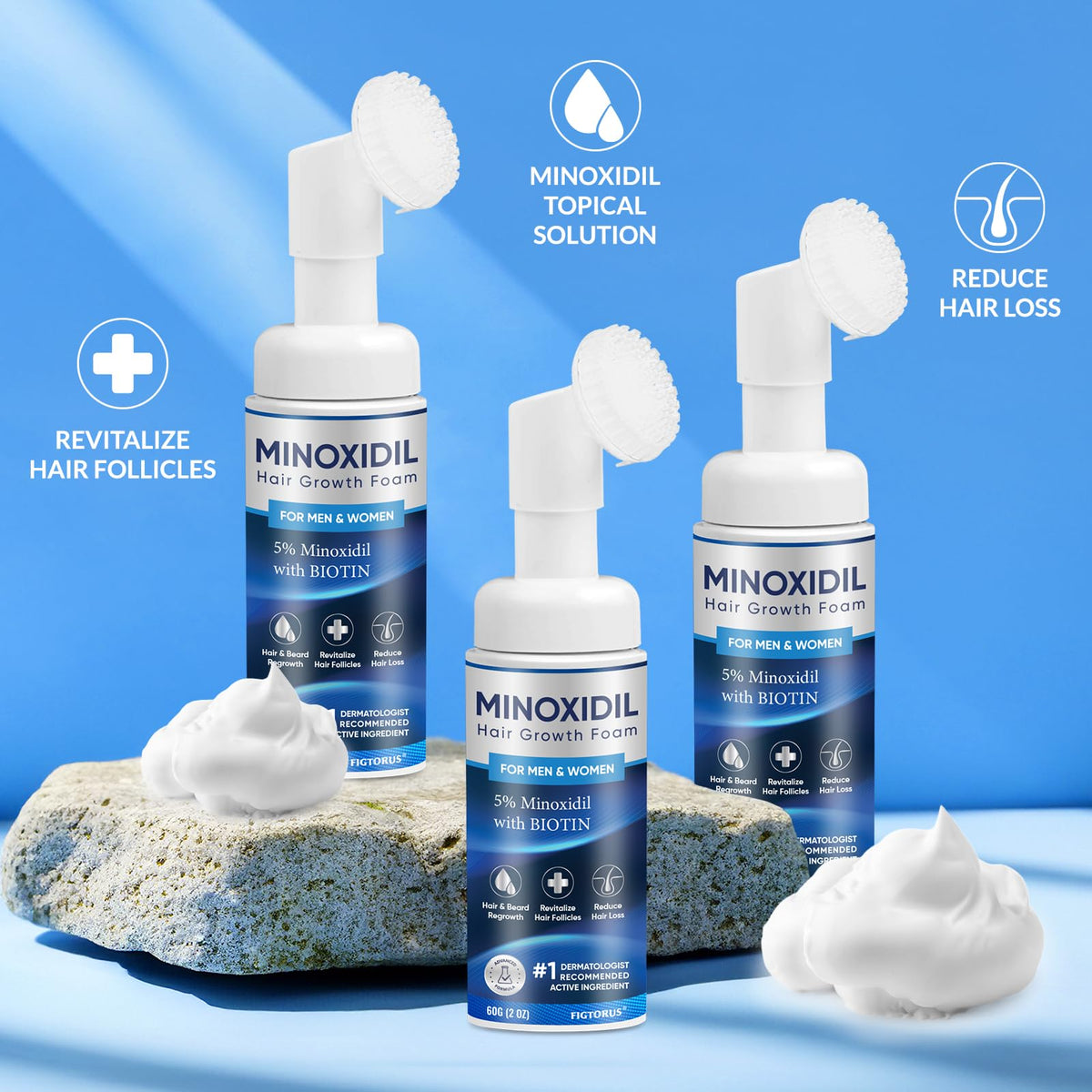 5% Minoxidil Foam with Biotin, Castor Oil & Collagen