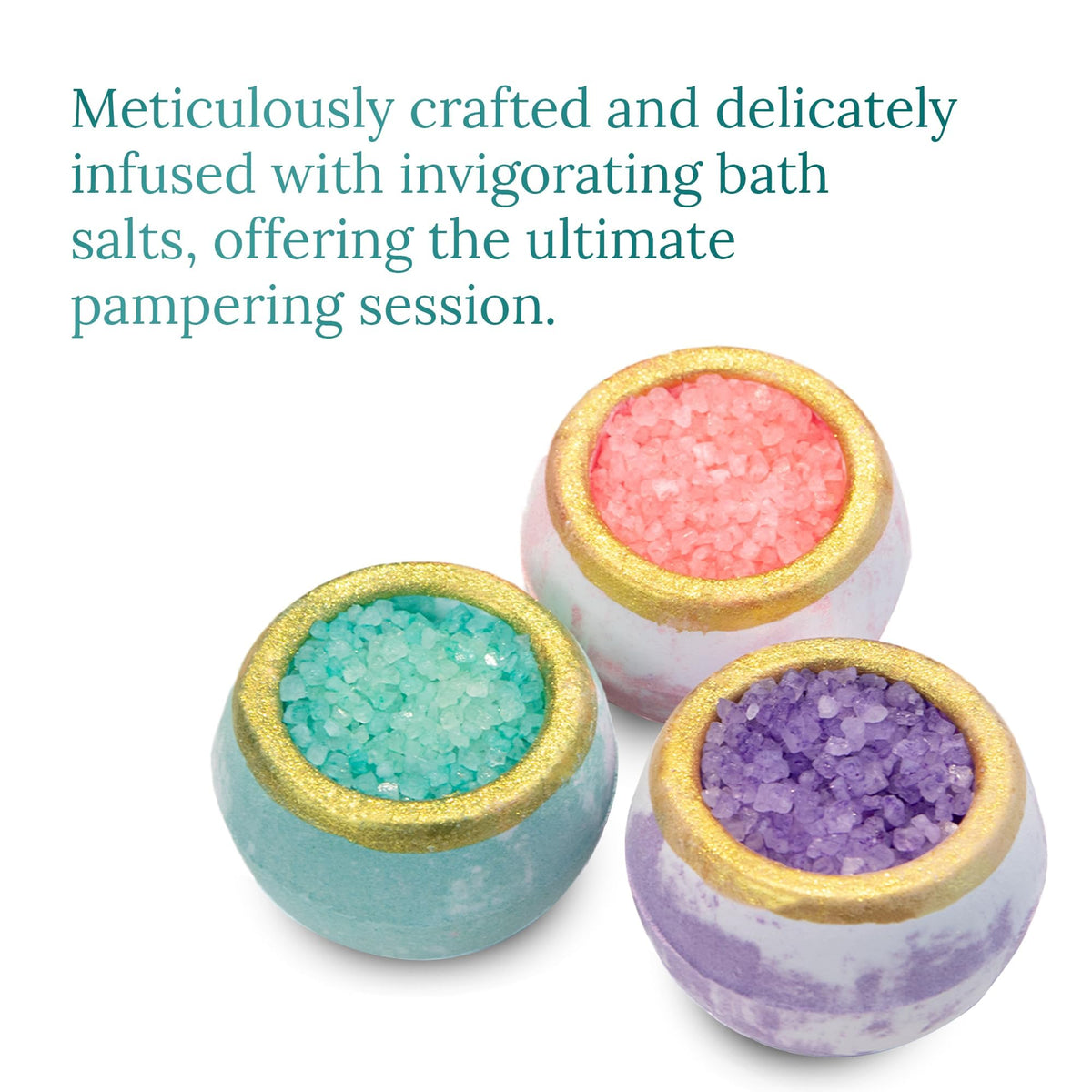 Crystal Bath Bombs Gift Set with Aromatherapy and Bath Salts