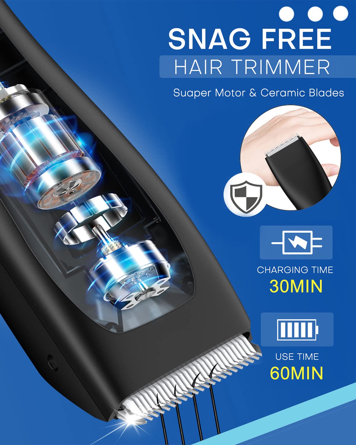 Men's Waterproof Wet & Dry Body Trimmer for Groin & Pubic Hair - Black