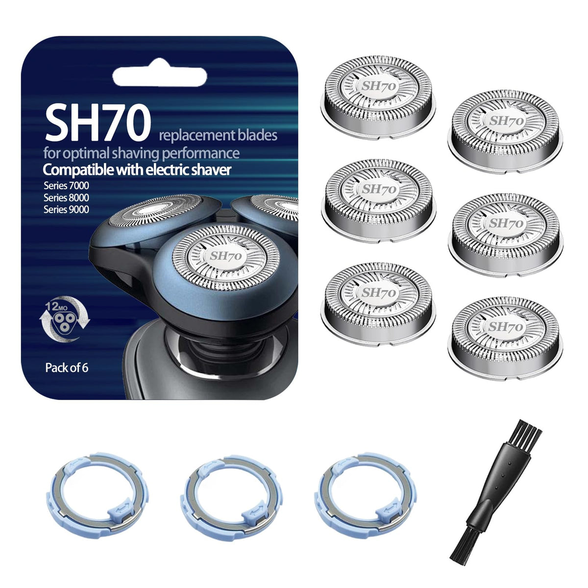Silver Replacement Shaver Heads, 6-Pack
