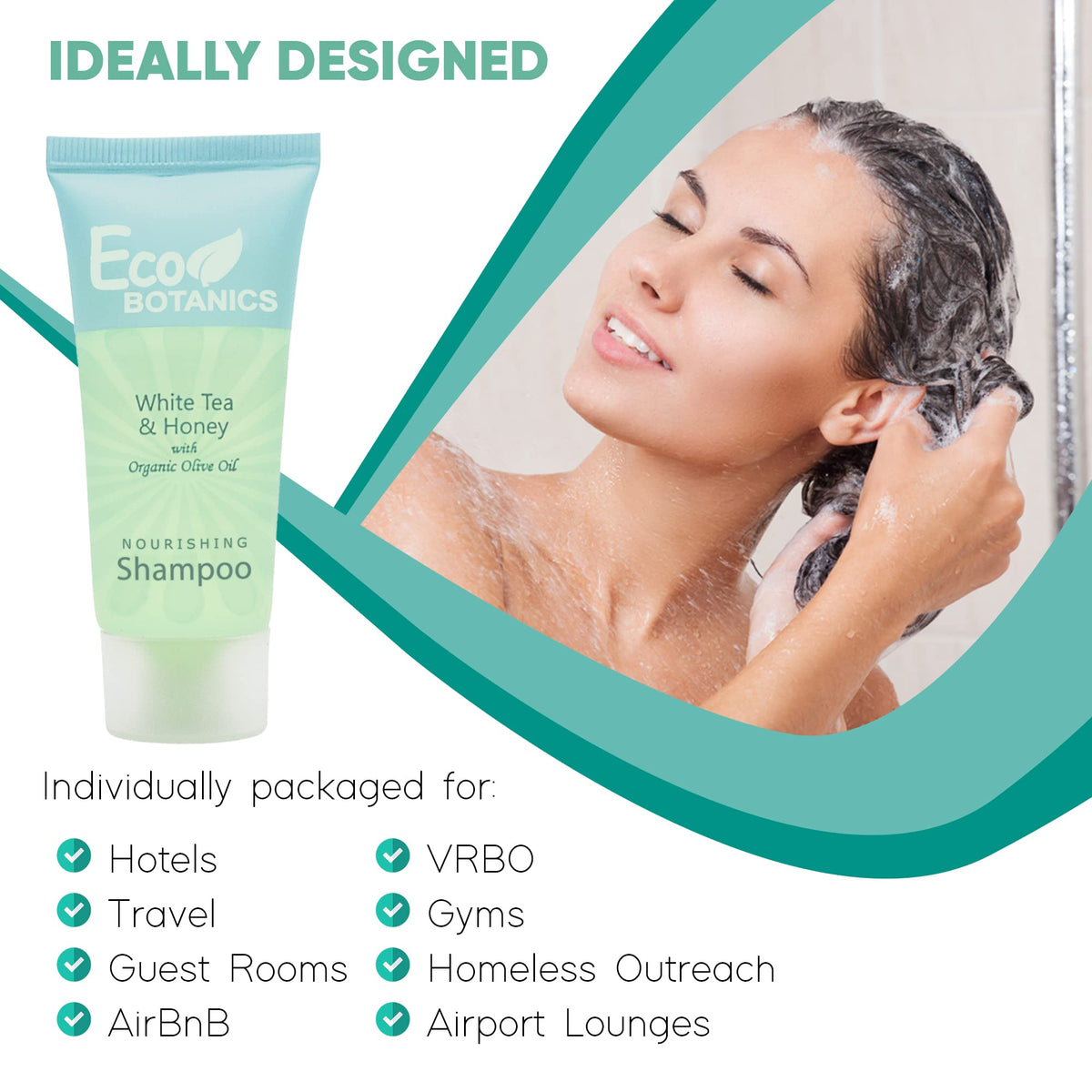 Eco Botanics Travel-Size Hotel Shampoo, 0.85 oz, Case of 100