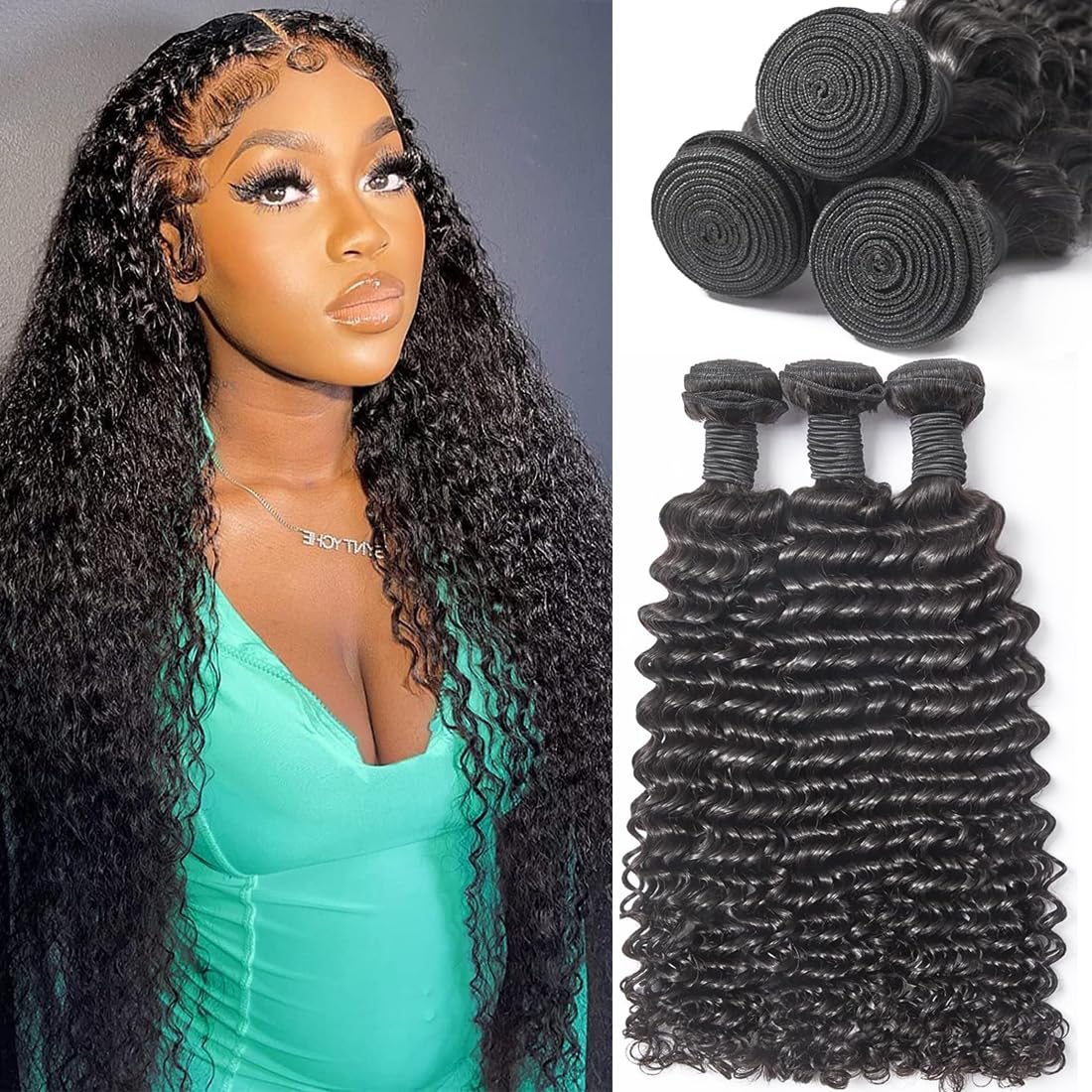 12A Brazilian Raw Human Hair Deep Wave Bundles