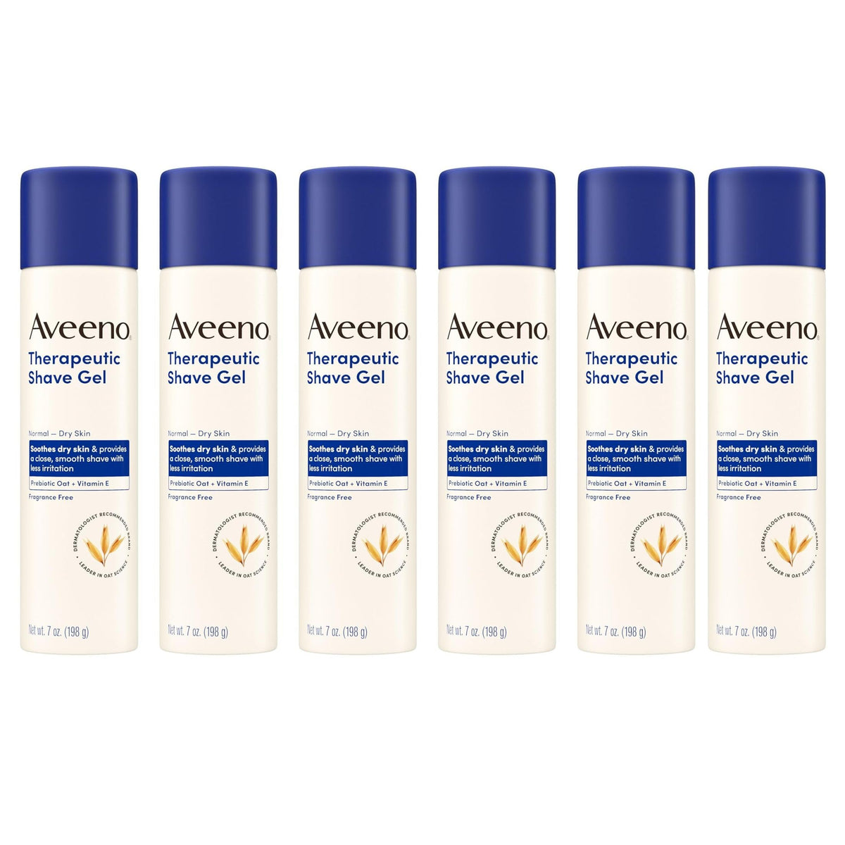 Aveeno Therapeutic Shave Gel with Oat & Vitamin E, 7 oz, Pack of 6