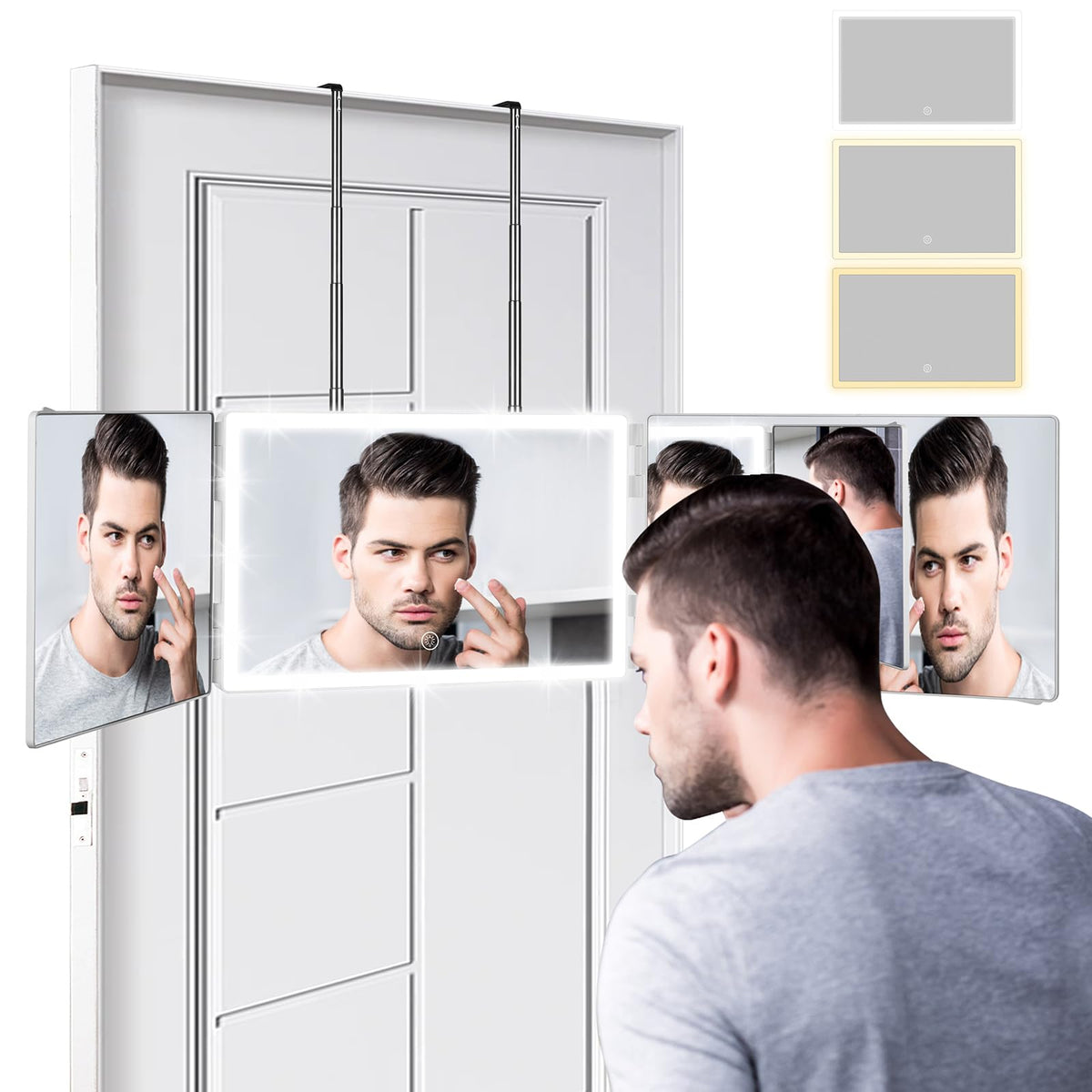 Vanmirr Rechargeable 3-Way LED Trifold Haircut Mirror