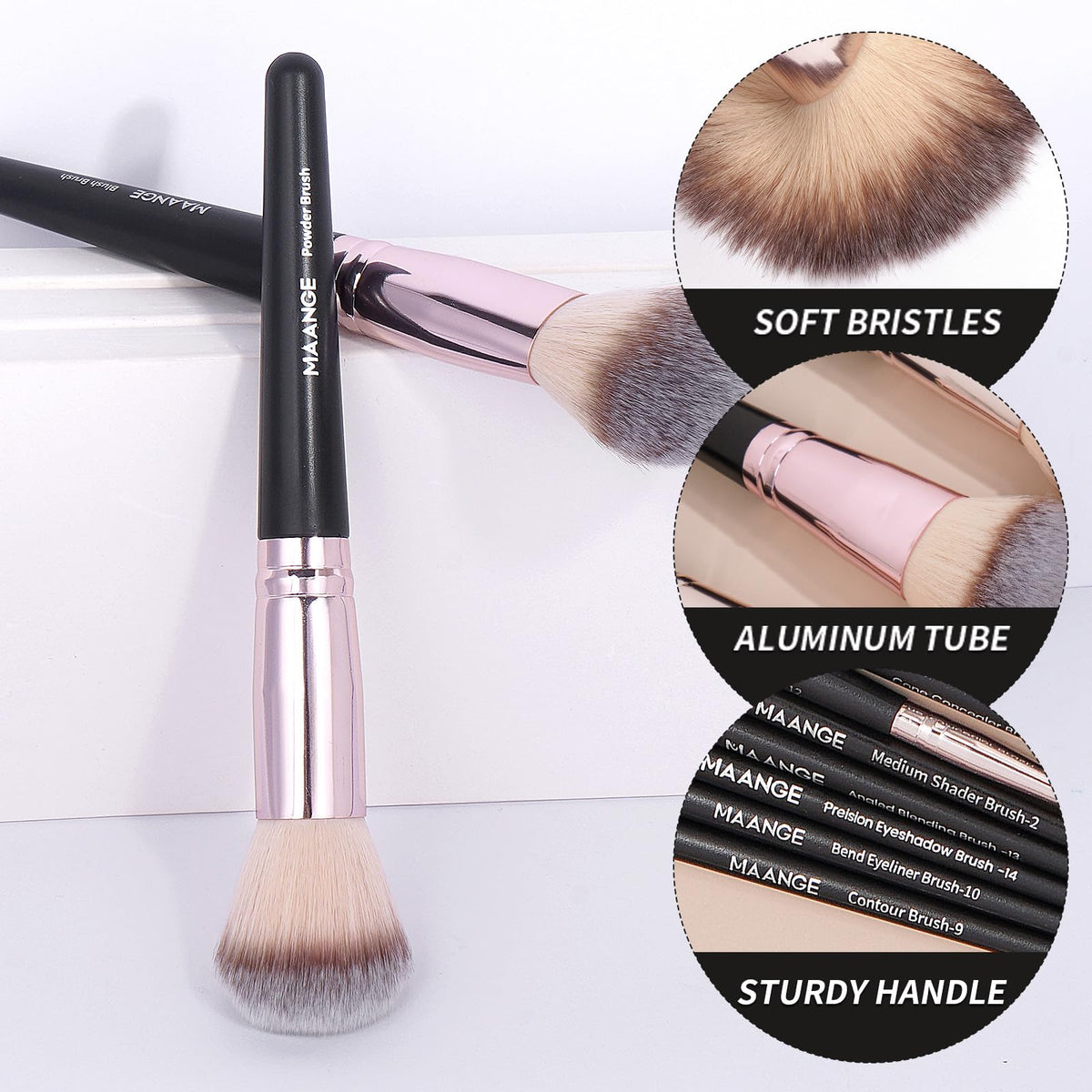 MAANGE 42-Piece Makeup Brush and Beauty Tool Set with Carrying Bag