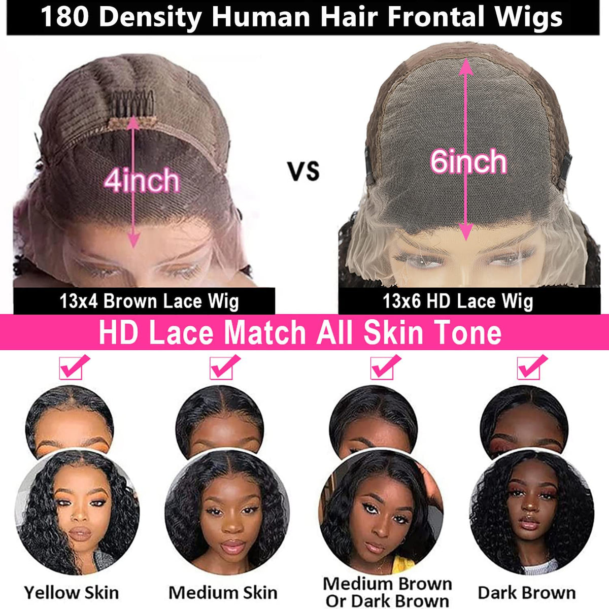 SNJON Water Wave 13x6 HD Transparent Lace Front Human Hair Wig