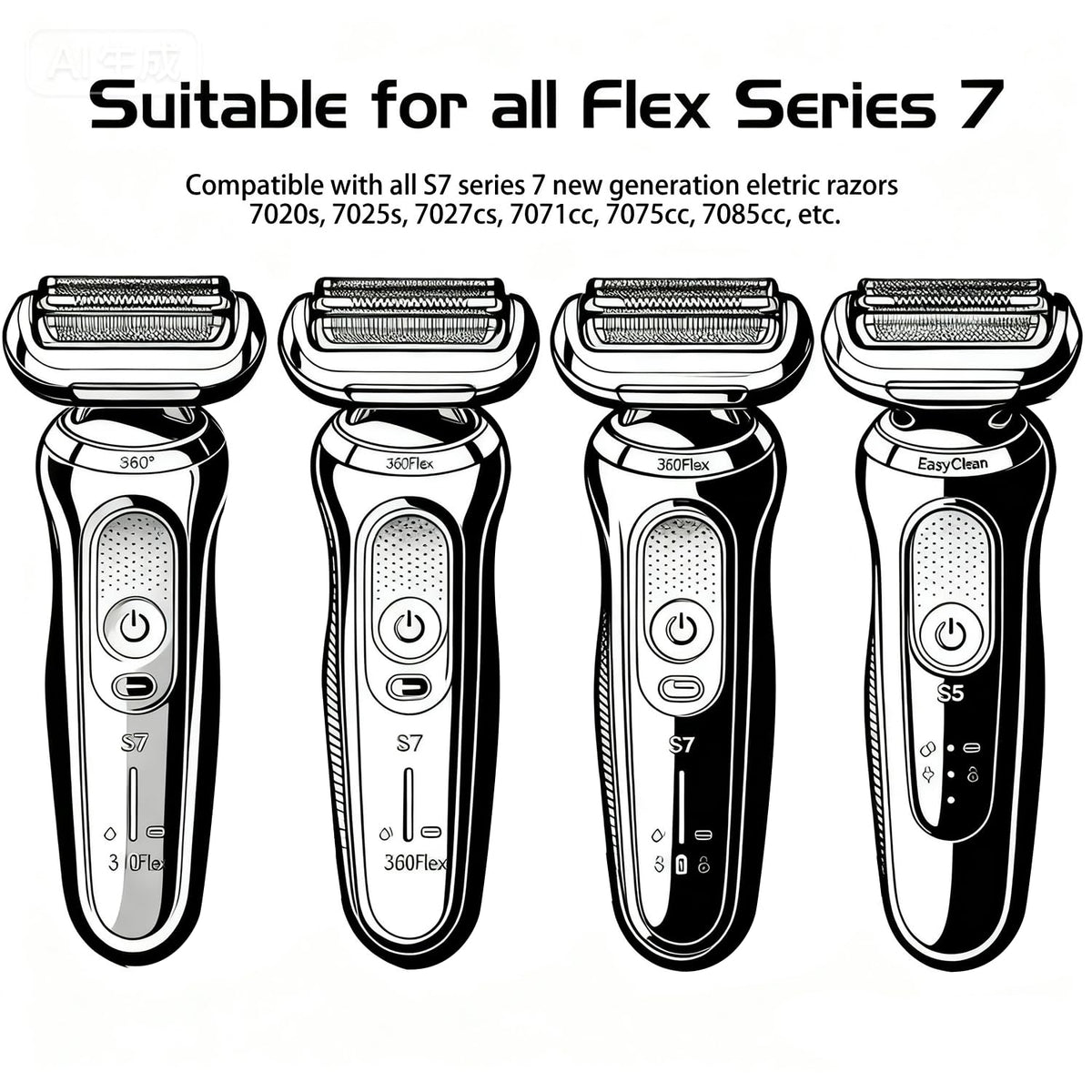 73S Series 7 Replacement Shaver Heads, 2-Pack for Braun Electric Shavers