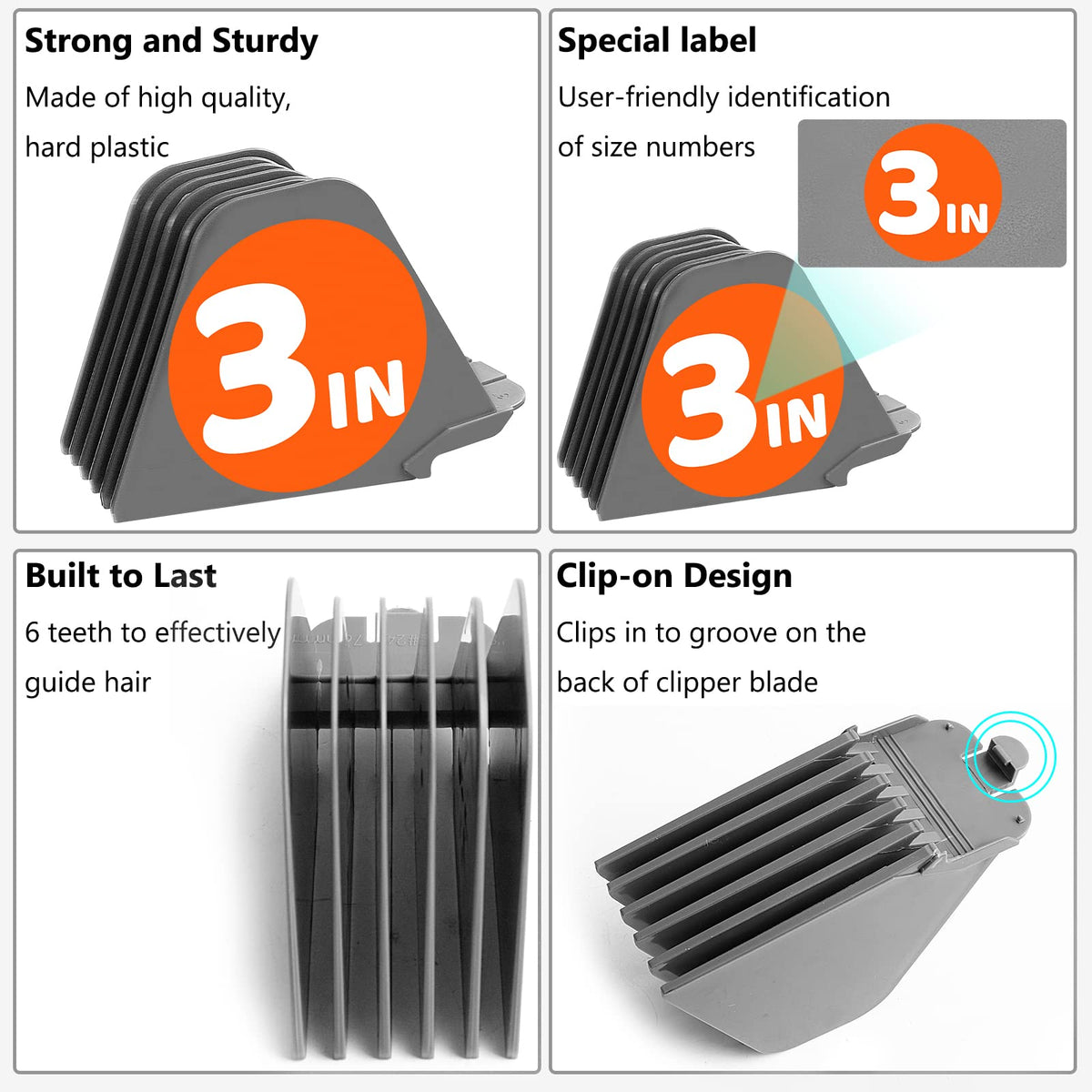 Mega Hair Clipper Guards 8-Piece Set for Full-Size Hair Clippers