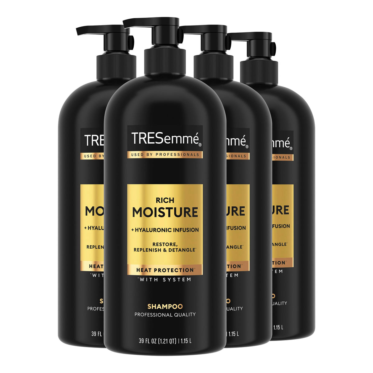 TRESemmé Rich Moisture Hydrating Shampoo with Pump, 4 Count, 39 fl oz