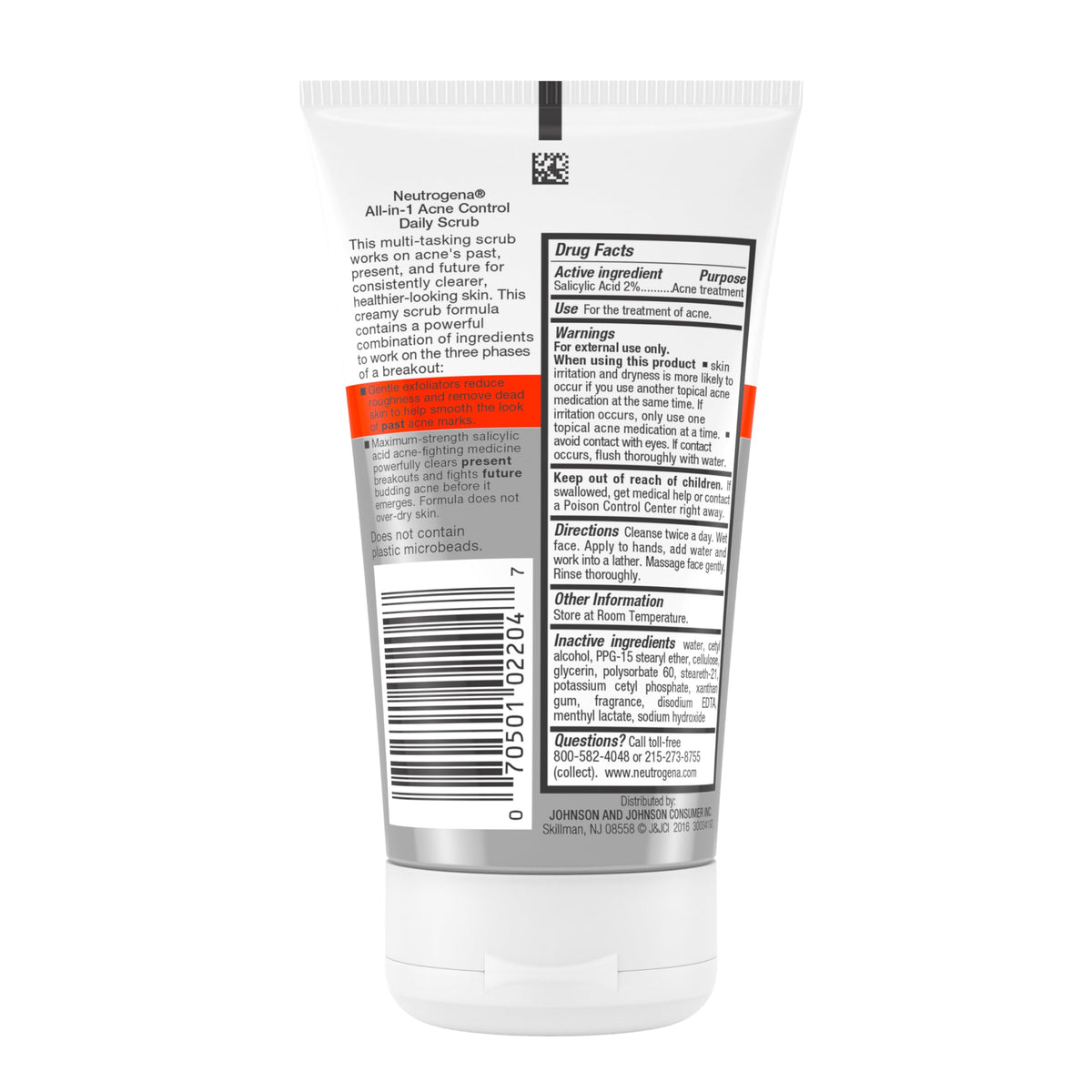 Neutrogena All-in-1 Acne Control Face Scrub, 2% Salicylic Acid, 4.2 fl oz, 3 Pack