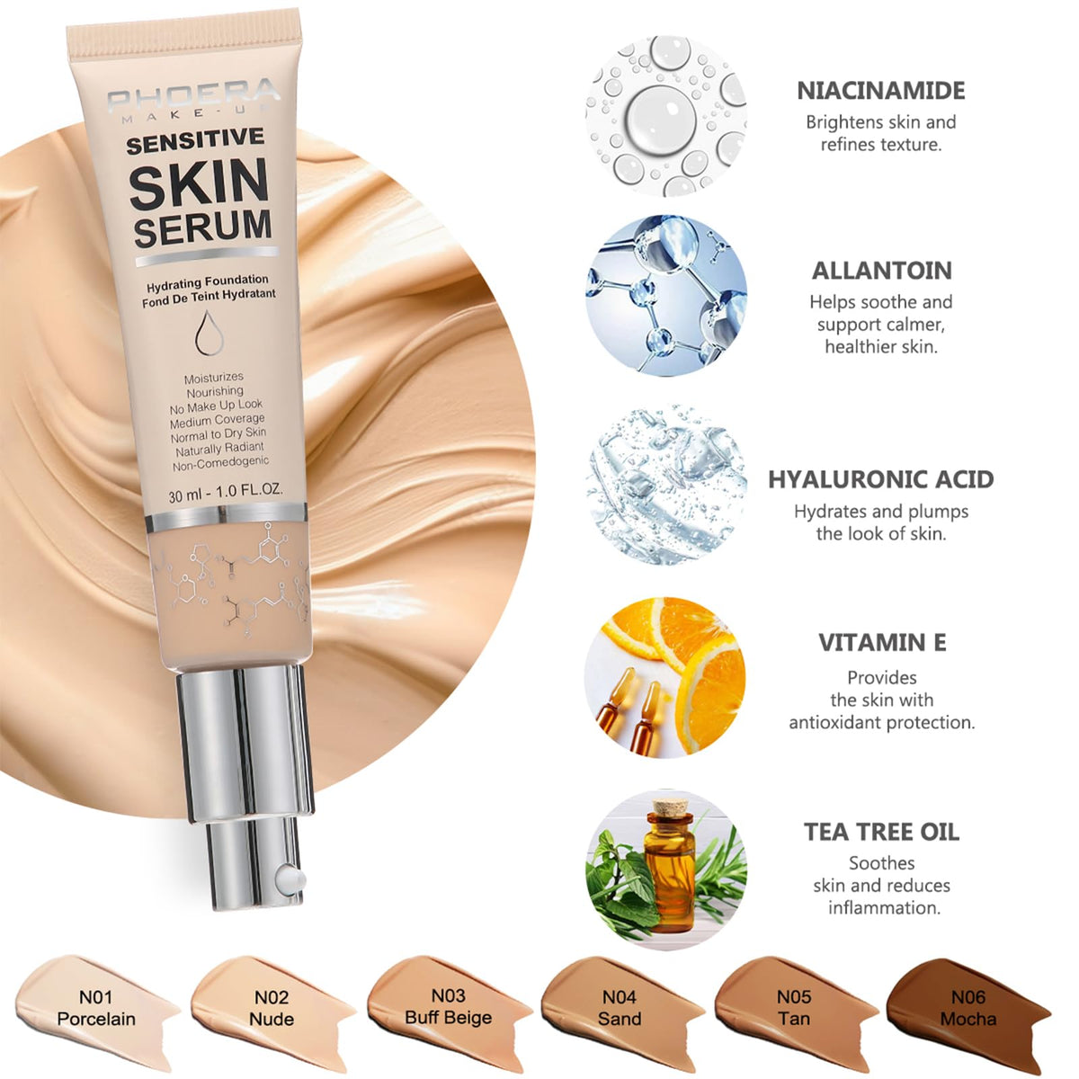 PHOERA Full-Coverage CC Cream Foundation, 15 Ounce