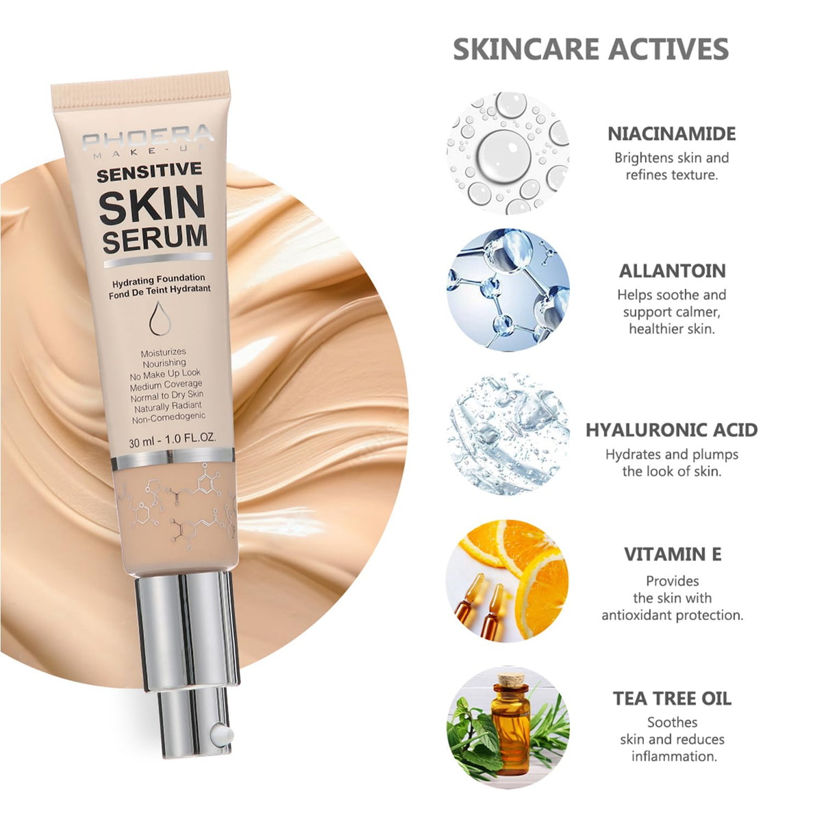 PHOERA Foundation Makeup, Buildable Coverage, 1 Ounce