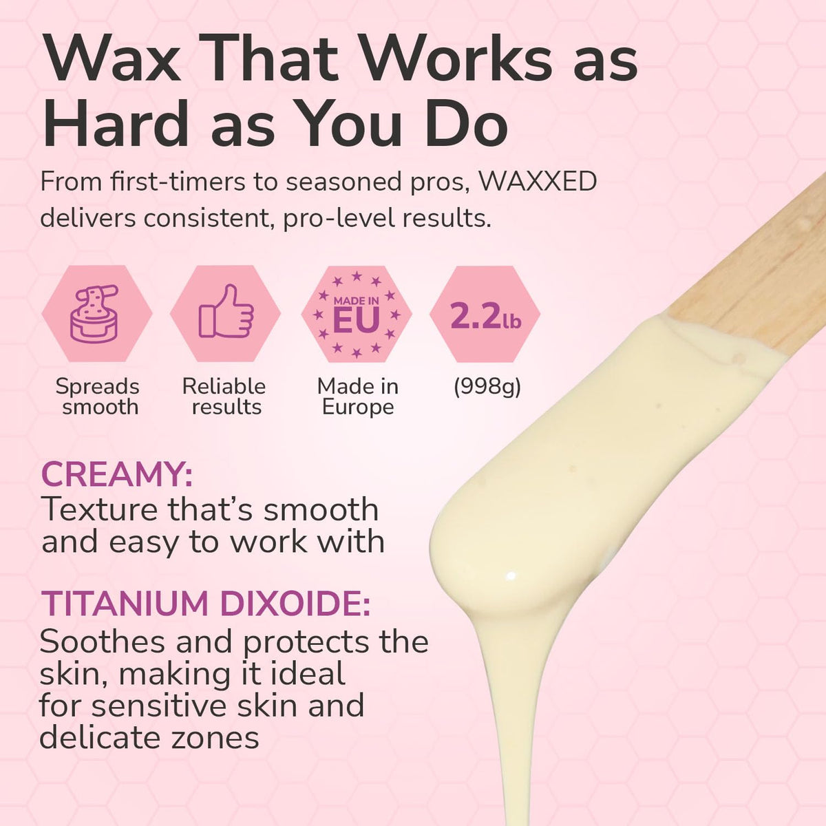 WAXXED Hard Wax Beads for Sensitive Skin, Titanium Dioxide-Infused Hair Removal Wax