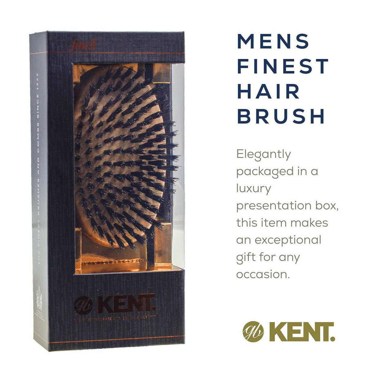 Kent MG2 Boar Bristle Hair and Beard Brush for Men