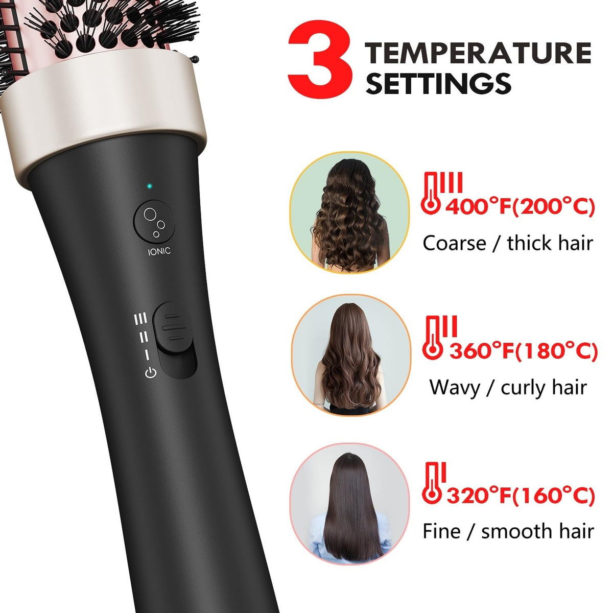 Ionic Thermal Brush Curling Iron, 1.5-Inch Ceramic Tourmaline Hair Styler