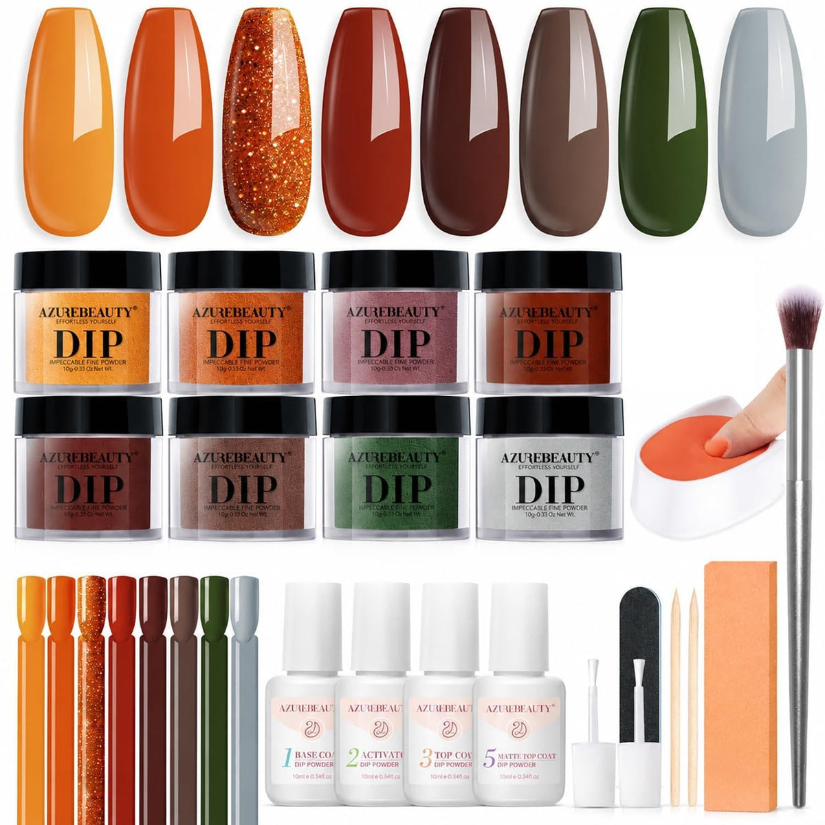 AZUREBEAUTY Dip Nails Powder Starter Kit with Liquids and Tools