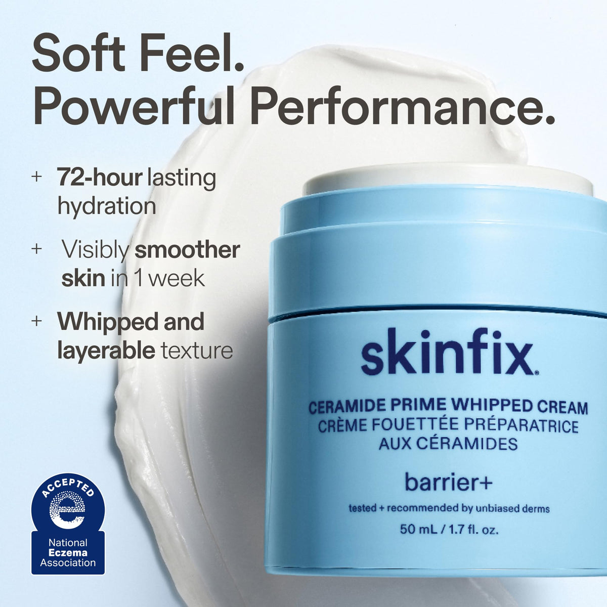 Skinfix Ceramide Prime Whipped Cream Facial Moisturizer with Niacinamide + Peptides