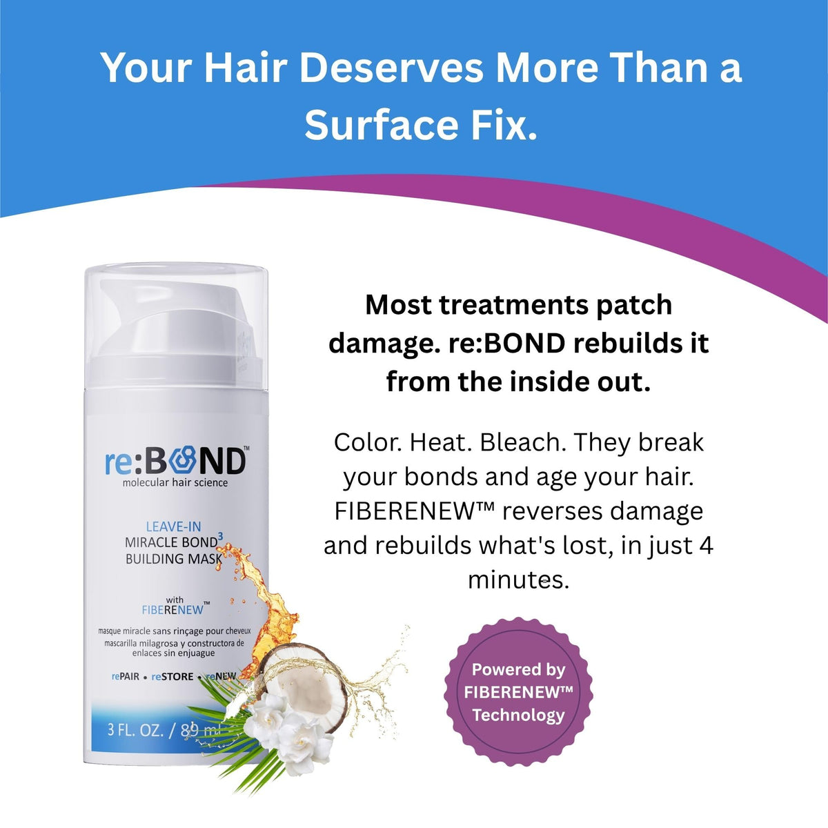 reBOND Leave-In Miracle Bond Building Hair Mask, 4-Minute Treatment