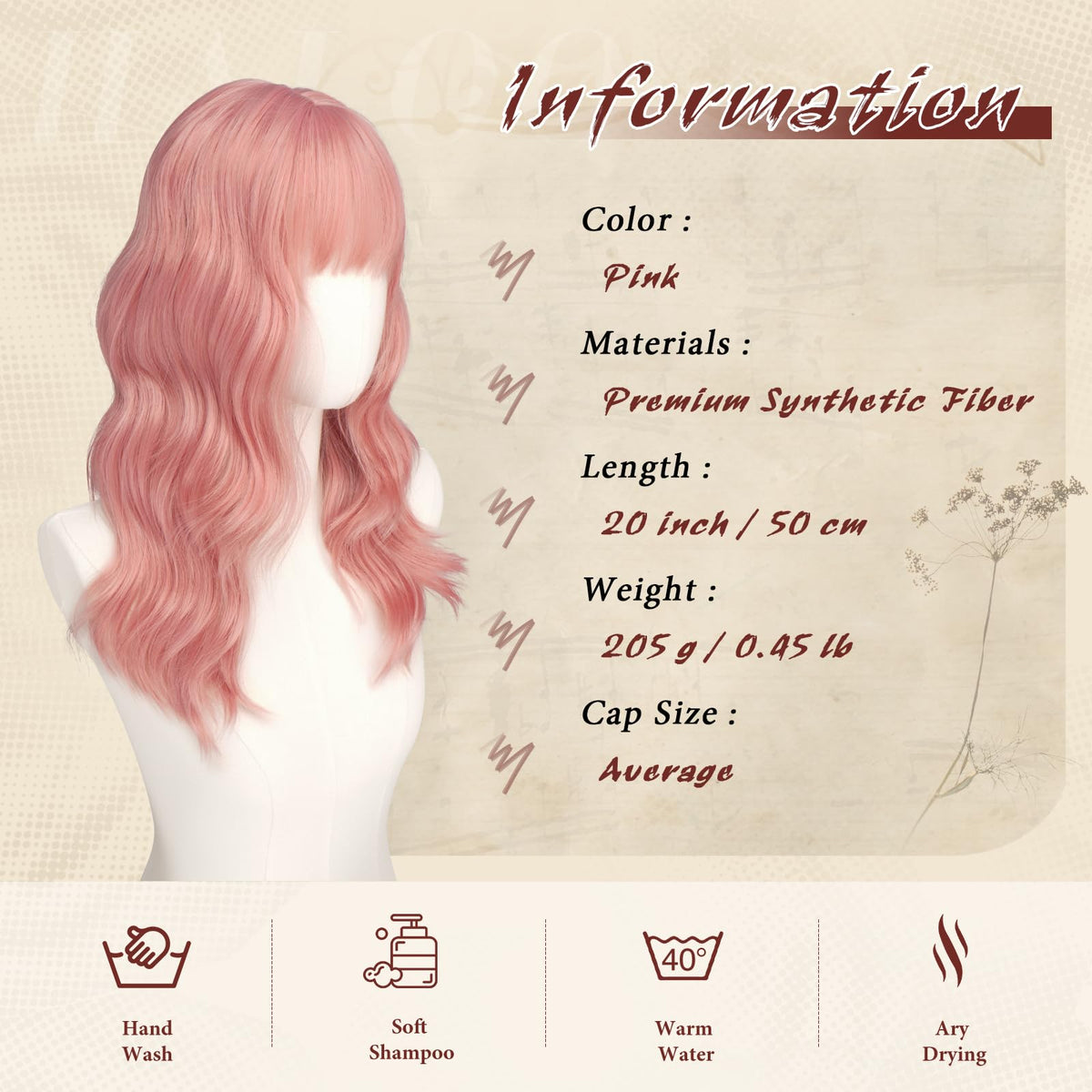 Haloo 20 Inch Wavy Synthetic Wig with Bangs
