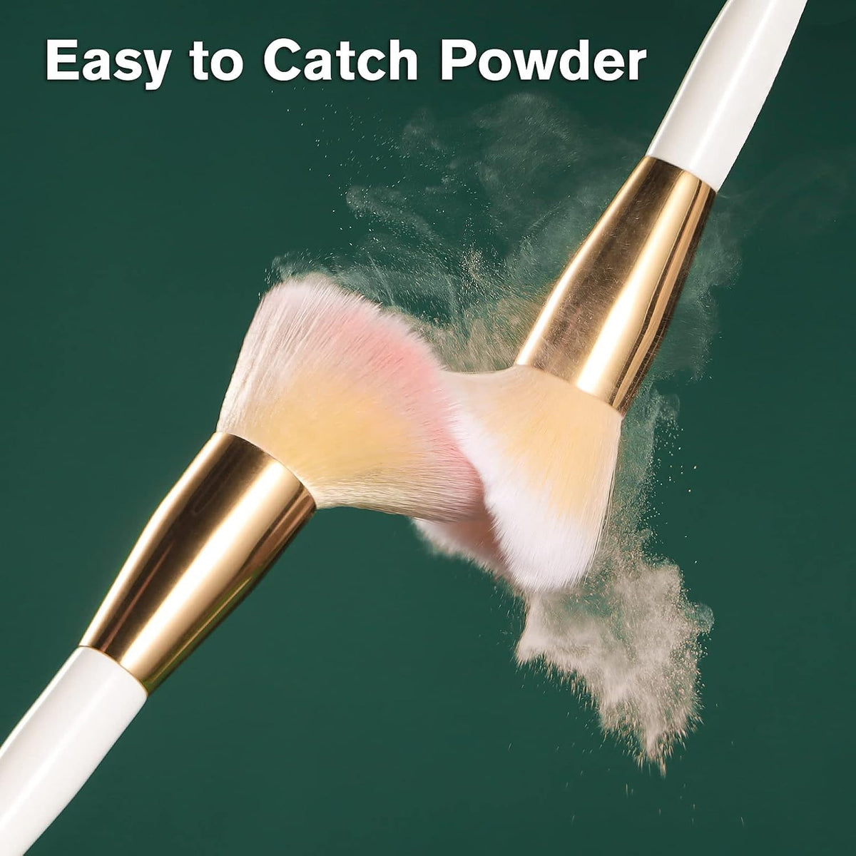 10-Piece Makeup Brush Set with Flat Foundation Brush