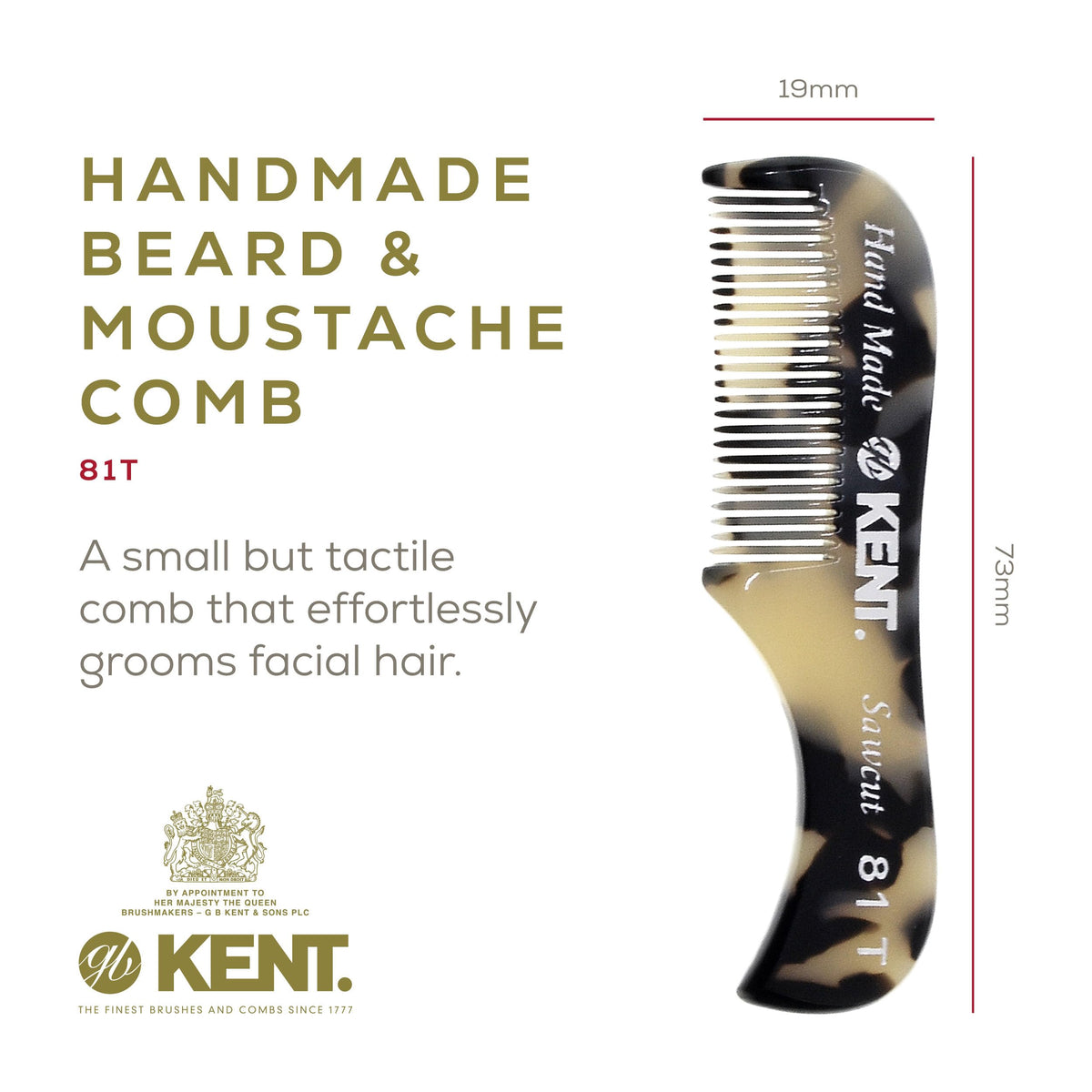 Kent Men's Hair, Beard and Mustache Pocket Comb Set