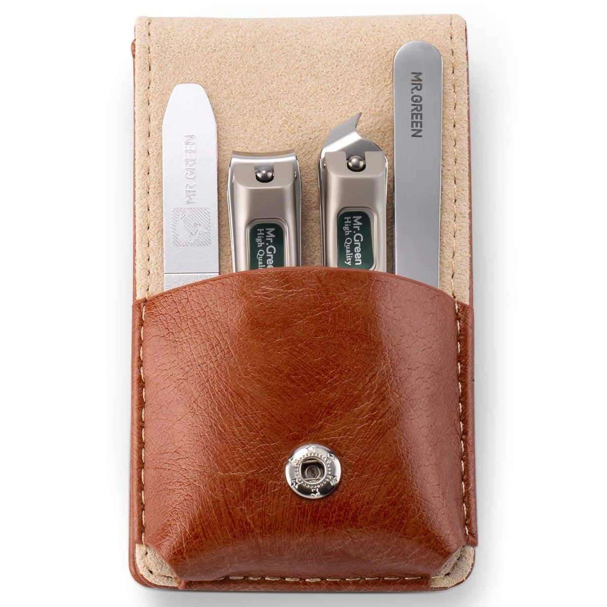 MR.GREEN Stainless Steel Nail Care Kit with Leather Case
