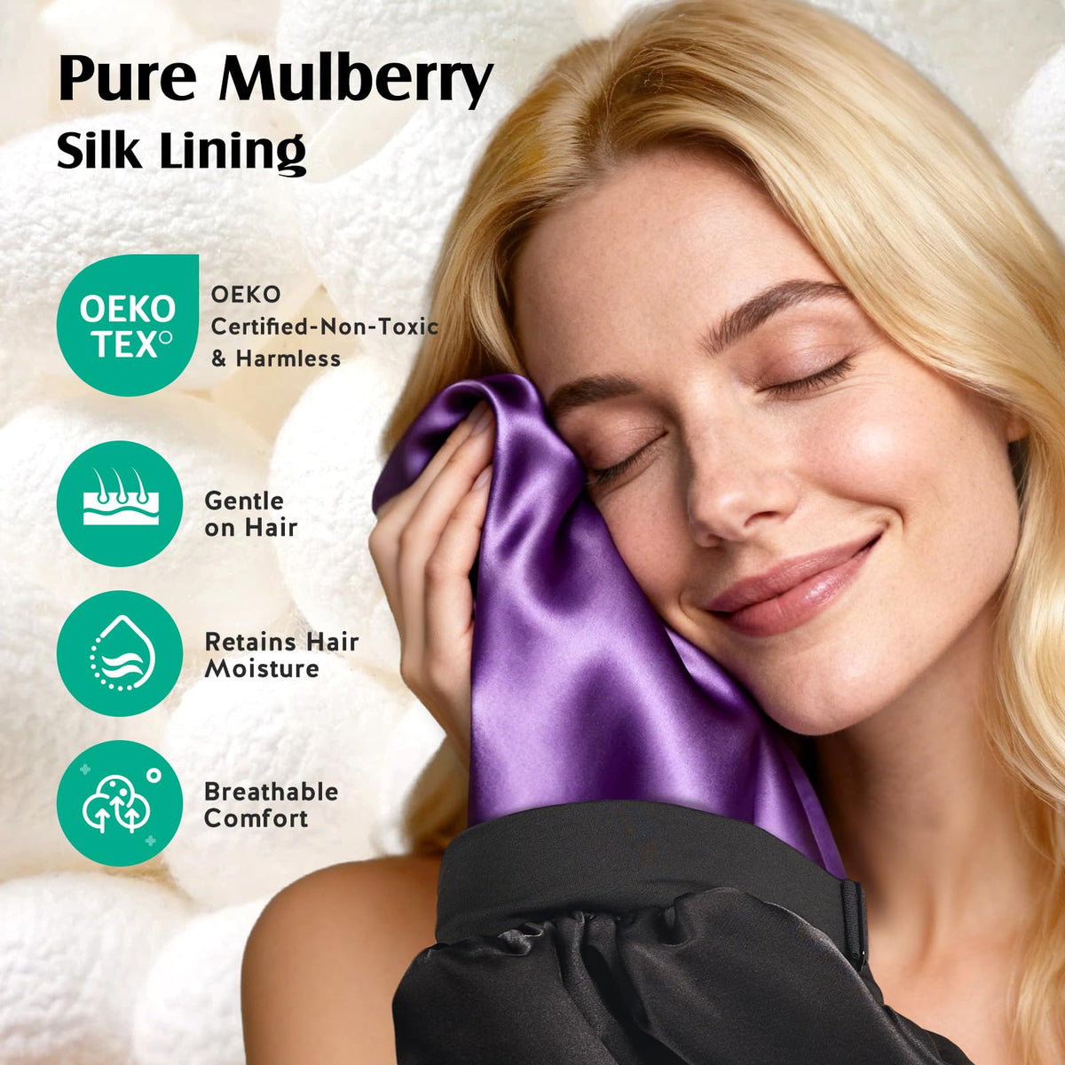 YFONG Real Mulberry Silk Double-Layer Sleep Bonnet