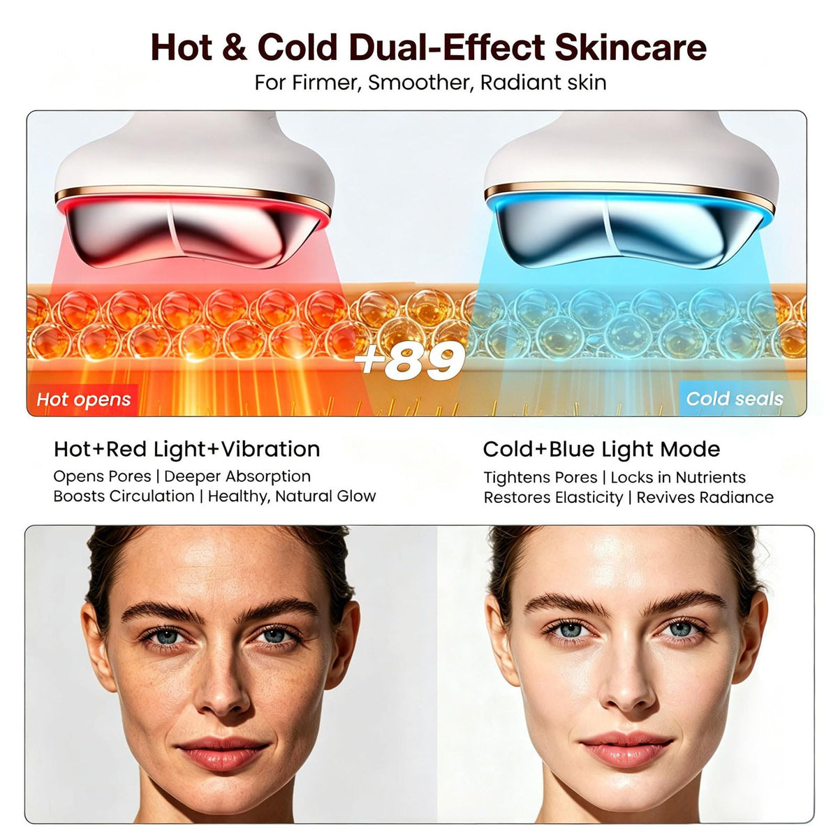 Cold and Heated Electric Gua Sha Facial Neck Massager with LED Red Light