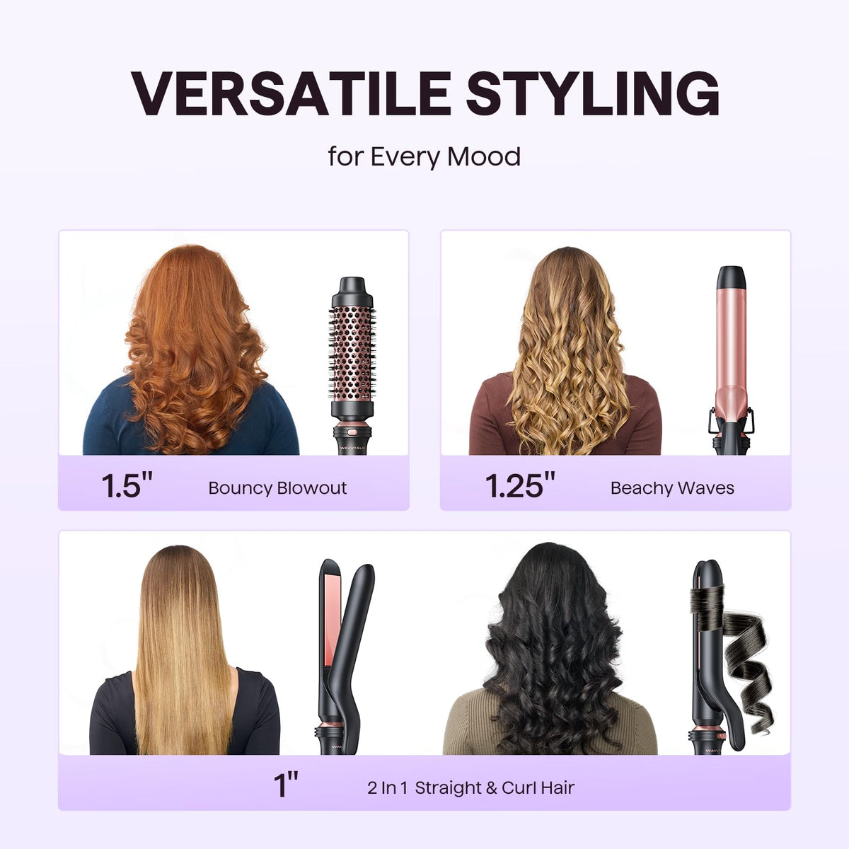 Wavytalk 3-in-1 Ceramic Curling Wand and Flat Iron Styling Set