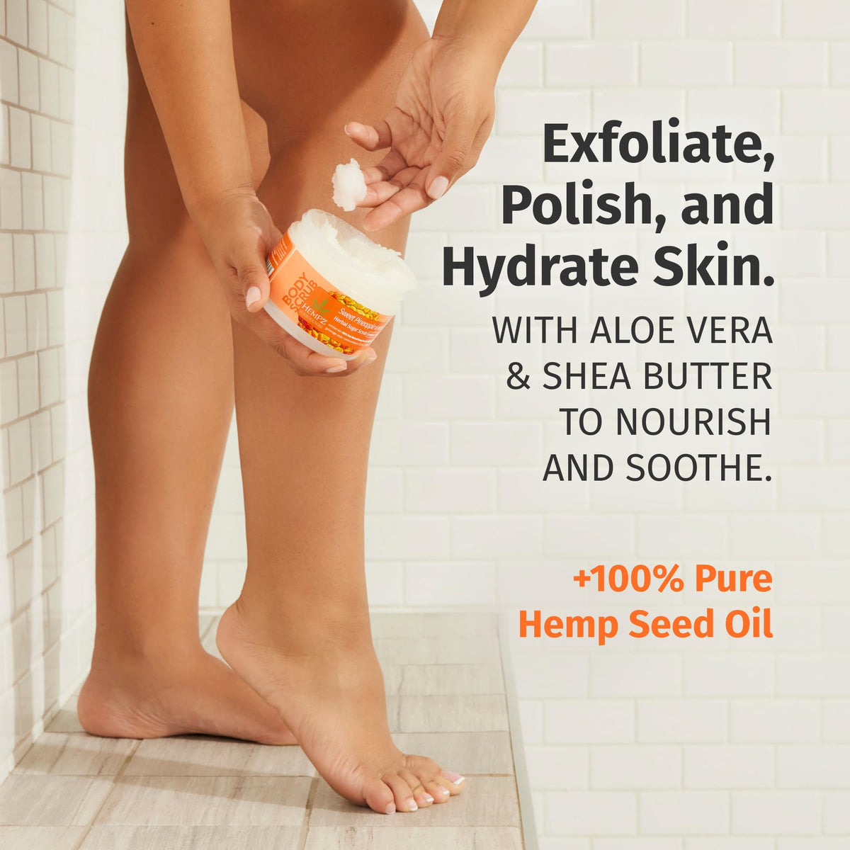 HEMPZ Sugar Body Scrub with Shea Butter, Salt & Hemp Seed Oil