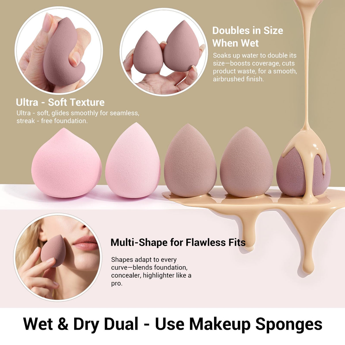 MAANGE 51-Piece Makeup Brush Set with Sponges and Puffs