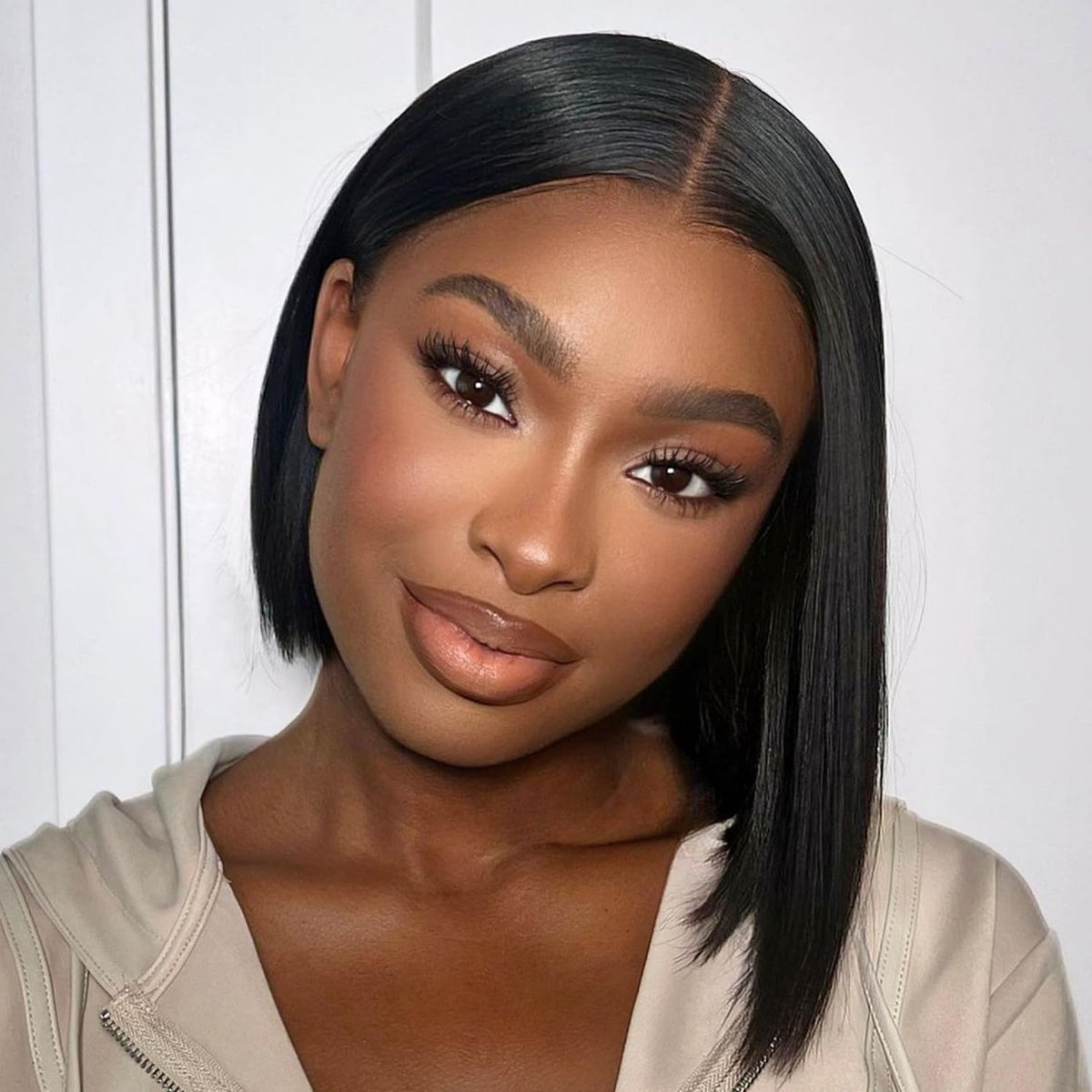 100% Brazilian Human Hair Glueless Pre-Plucked Lace Bob Wig