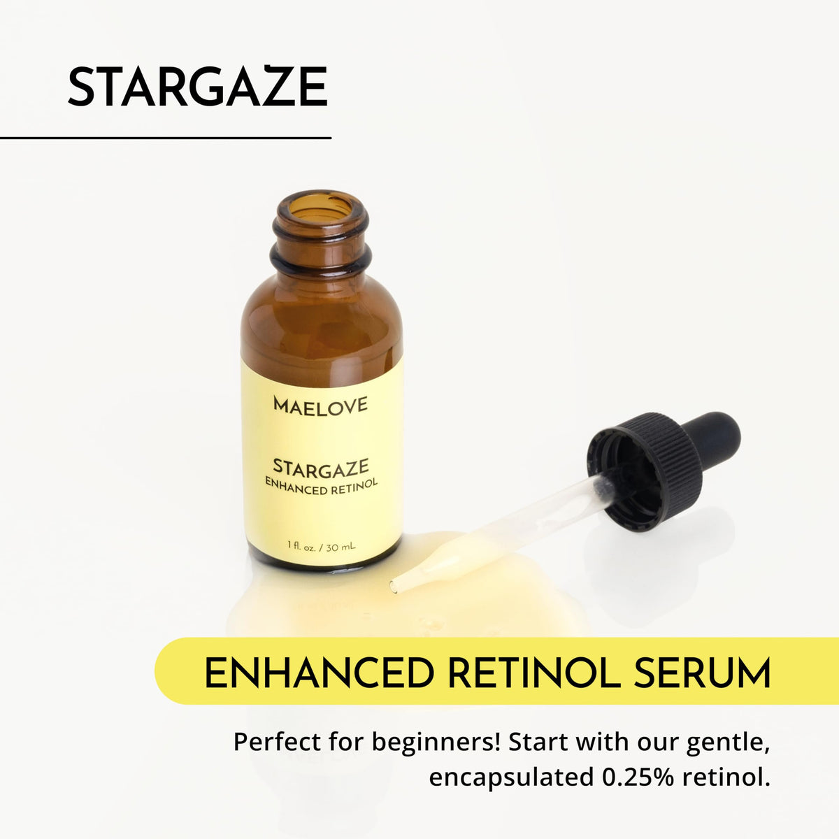 MAELOVE Stargaze Enhanced Retinol Serum, 0.25% Time-Released Retinol, 1 Fl Oz