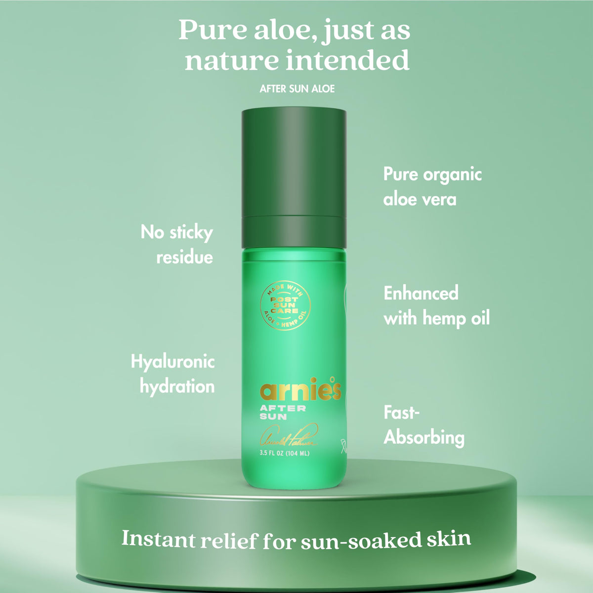 Arnie's After Sun Gel by Arnold Palmer – Cooling Aloe with Hemp Oil & Hyaluronic Acid