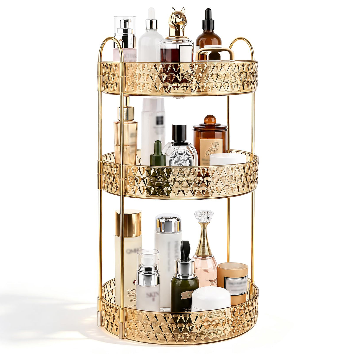 Rotating Makeup and Skincare Organizer with 360° Spin