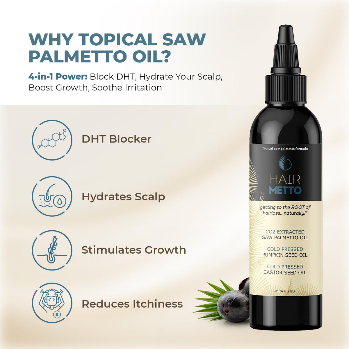 HAIRMETTO Hair Growth Oil with Saw Palmetto & Pumpkin Seed