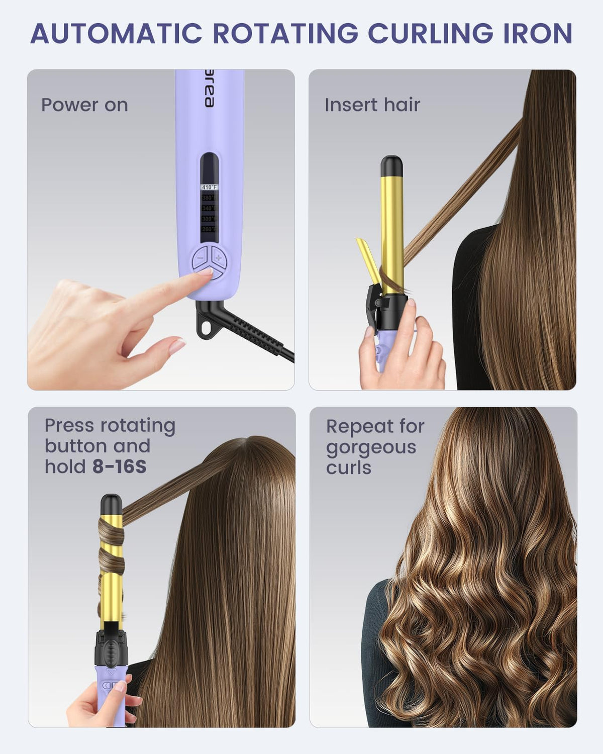 Automatic Rotating Curling Iron Set with 3 Ceramic Barrels