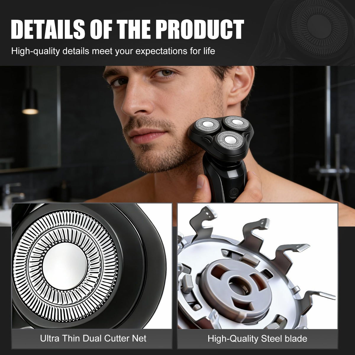2-Pack Black Rotary Replacement Shaver Heads Compatible with Remington