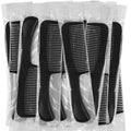 HQSLsund Individually Wrapped Black Hair Combs, 5.9 Inch Plastic Comb