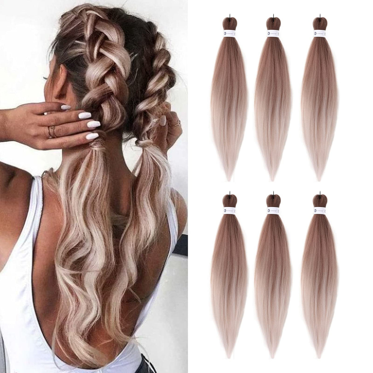 26 Inch Ombre Pre-Stretched Synthetic Braiding Hair Extensions