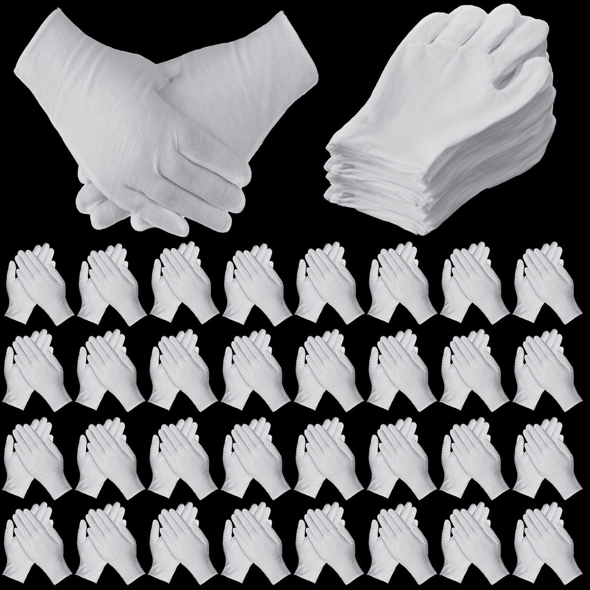 Funtery 240-Piece White Cotton Stretchy Work and Inspection Gloves