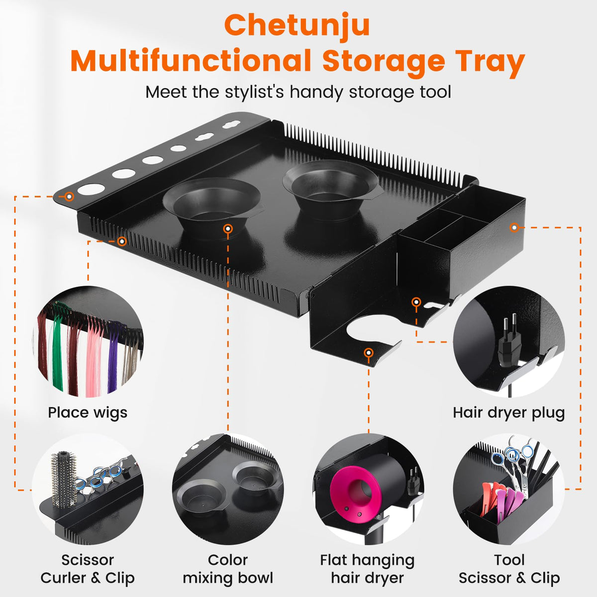 Multi-Function Rolling Salon Tray Cart with Adjustable Height