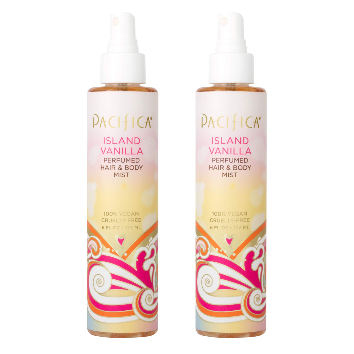 Pacifica Island Vanilla Hair & Body Mist, Alcohol-Free, 6 fl oz 2-Pack