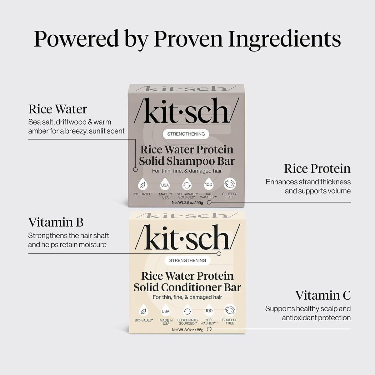 Kitsch Rice Water Solid Shampoo and Conditioner Set
