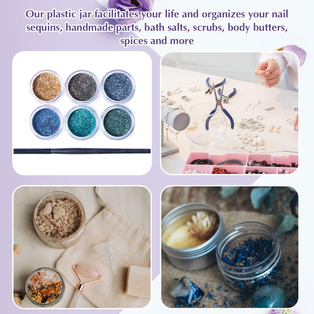 Empty Plastic Storage Jars with Lids, Round Leakproof Travel Containers