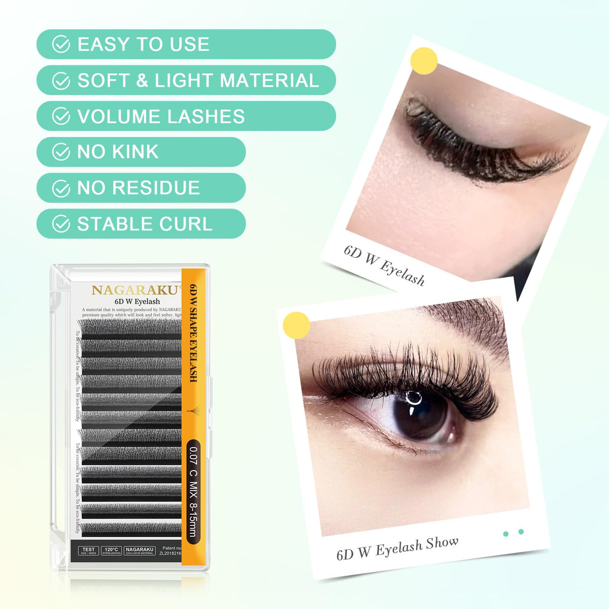 NAGARAKU Premade W Lash Extensions, W-Shaped Fans