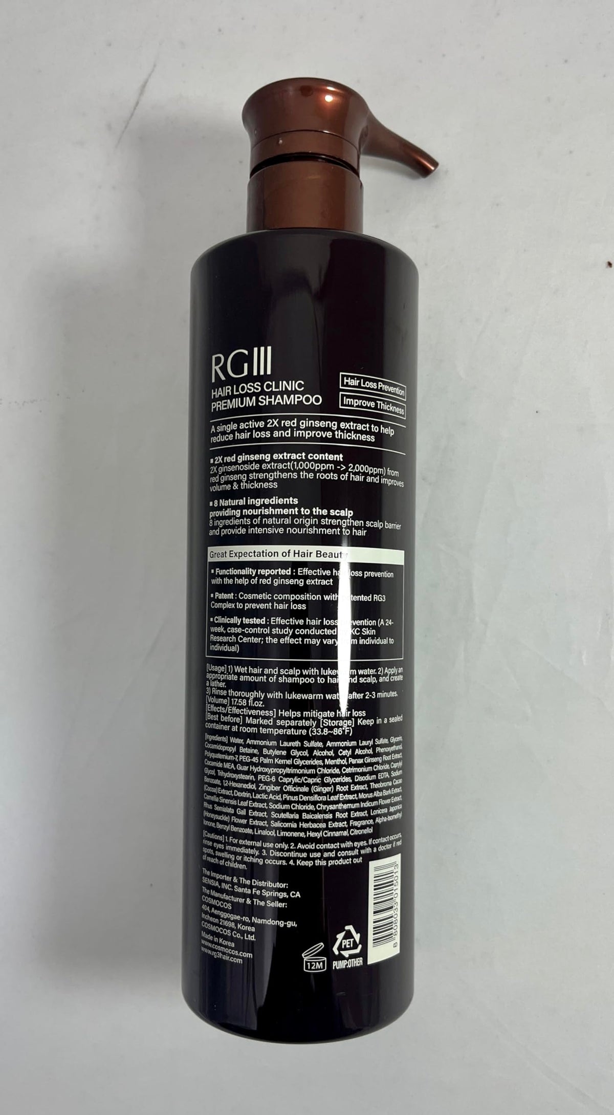 RG3 RGIII Premium Hair Loss Clinic Shampoo