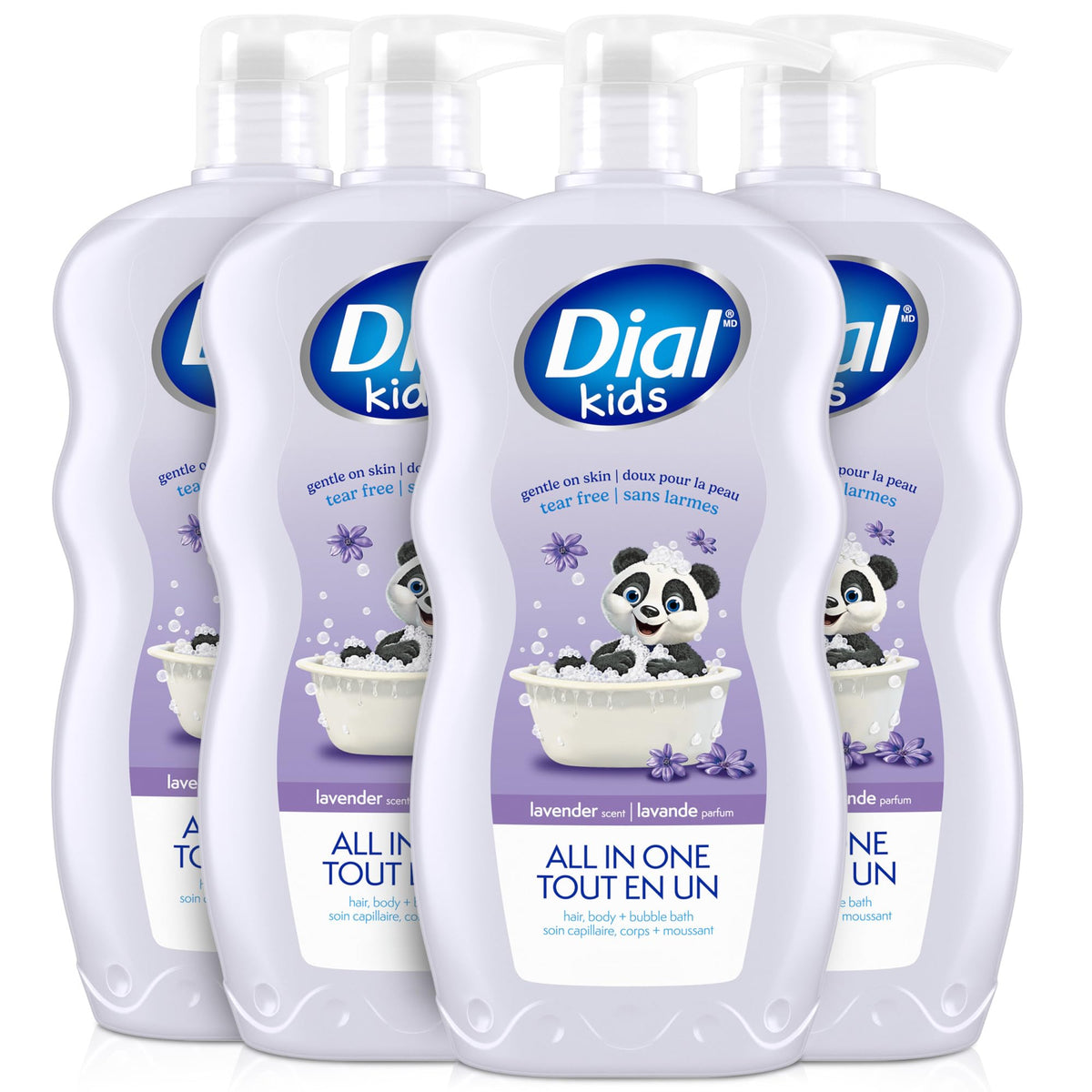 Dial Kids 3-in-1 Body, Hair & Bubble Bath, 24 Fl Oz, 4-Pack